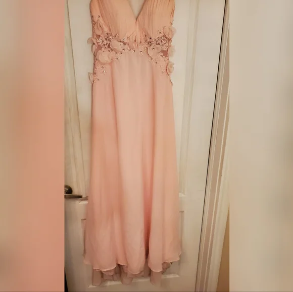 Evening prom pink dress flowers 3D - Picture 4 of 4